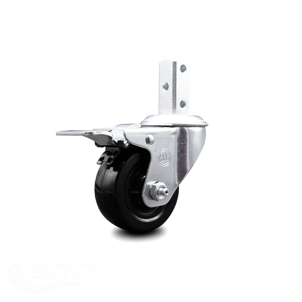 3 Inch Hard Rubber Swivel 3/4 Inch Square Stem Caster with Total Lock Brake SCC